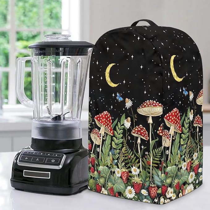 Mushroom Leaf Print Drawstring Blender Dust Cover by NETILGEN