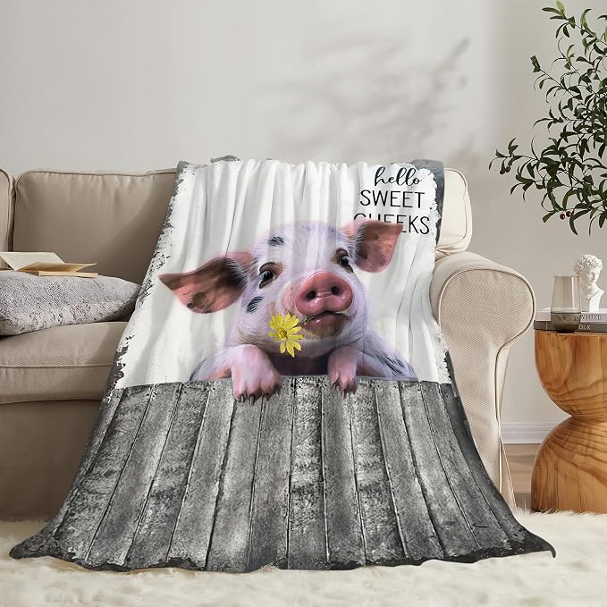 Funny Pig Farm Throw Blanket - Image 7