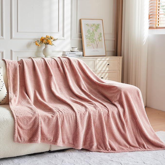 NEWCOSPLAY Super Soft Throw Blanket Dusty Pink Premium Silky Flannel Fleece - Image 7