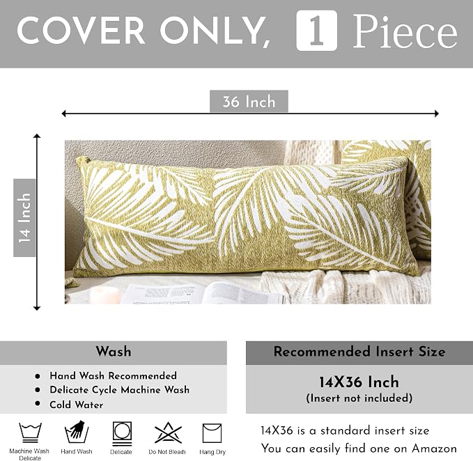 BlissBlush Green Boho Lumbar Throw Pillow Cover 14X36, Decorative Long Accent - Image 3