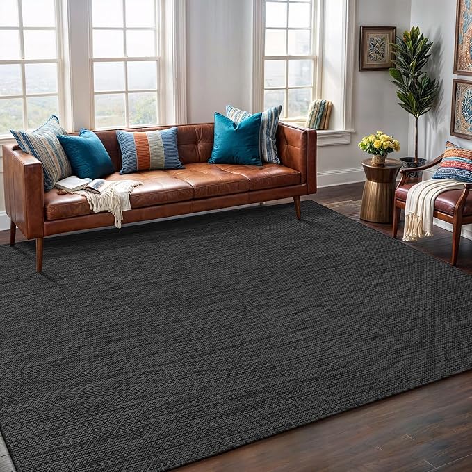 Washable Indoor Outdoor Rug 5x7 Weather Resistant Area Rugs Modern Solid - Image 5