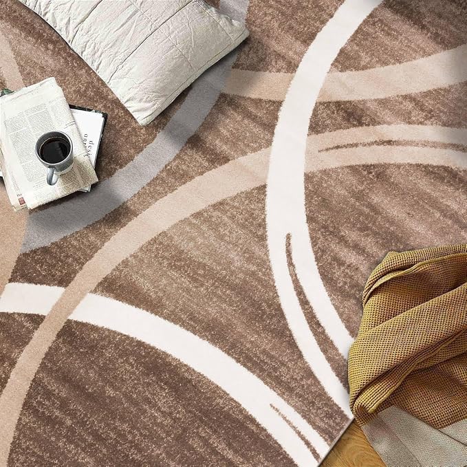 Rugshop Modern Wavy Circles Design Oval Rug, Non-Shedding Carpet - Image 9