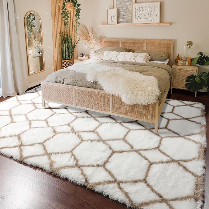 ONASAR Large Area Rugs for Living Room, 7x10 White and Beige Bedroom Rug - Image 4
