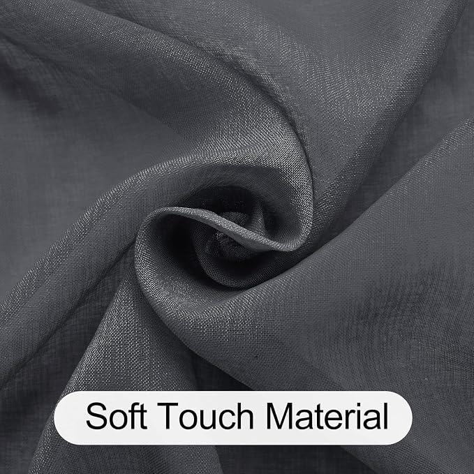 XWZO Dark Grey Sheer Curtains 95 Inches Length, Light Filtering, Airy & - Image 5