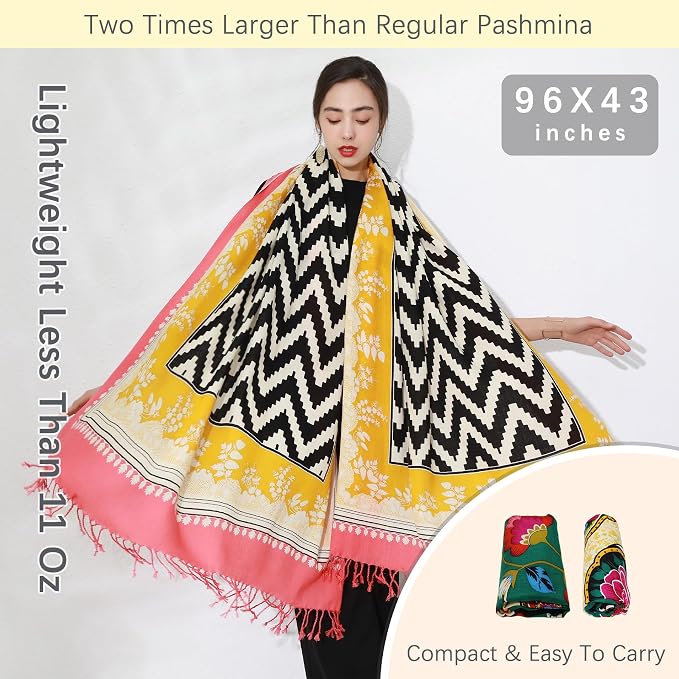 DANA XU 100% Merino Wool Extra Large Pashmina Blanket Travel Scarf Cashmere Wrap - Image 6