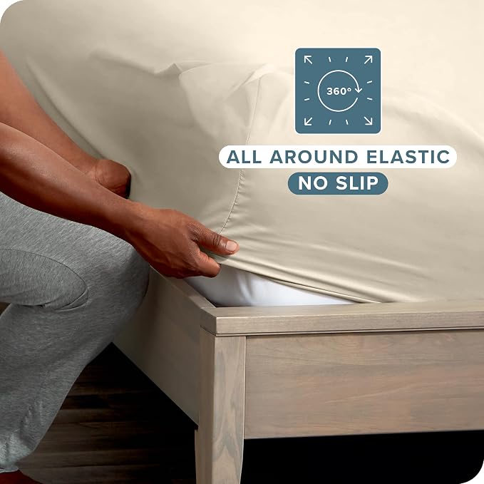 Bare Home 2-Pack Fitted Bottom Sheets Split King - Image 3