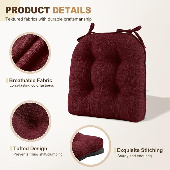 downluxe Indoor Chair Cushions for Dining Chairs, Tufted Overstuffed Textured - Image 5
