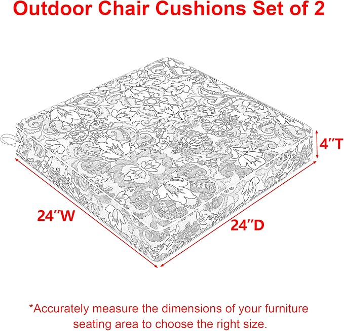 Favoyard Outdoor Chair Cushion 24 x 24 x 4 In Waterproof Pattern Fade Resistant - Image 2