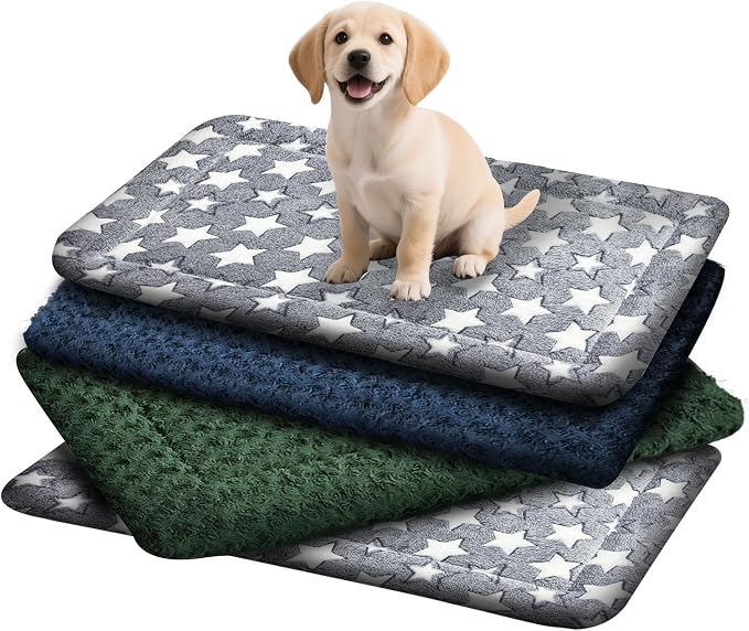 4 Pcs Washable Dog Bed Plush Orthopedic Outdoor Crate Mat by Unknown