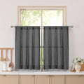 Simplebrand Grey Short Faux Linen Textured Cafe Kitchen Curtains 36 Inch Length by Simplebrand