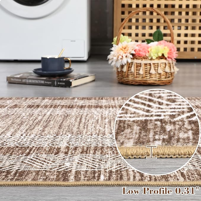 GarveeHome 2.5x8 Modern Bordered Runner Rug Soft Non Slip Washable Floor Carpet - Image 5