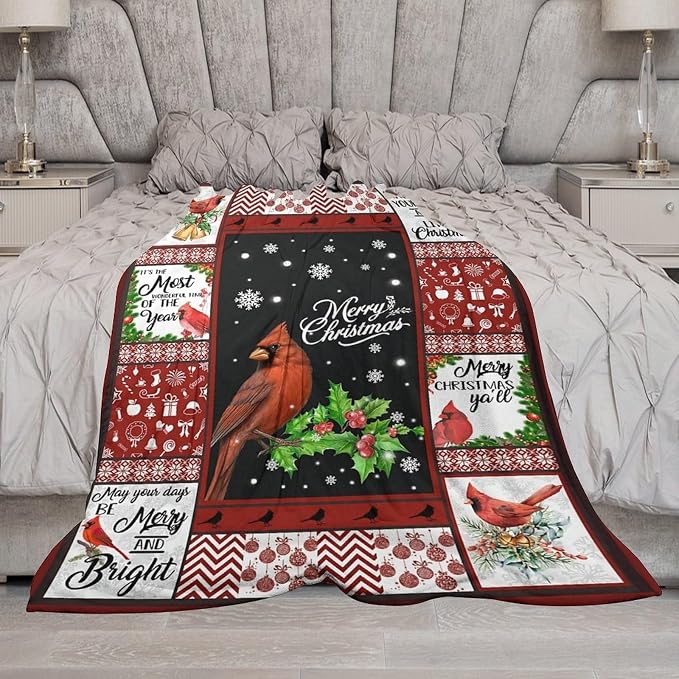Cardinal Bird Christmas Blanket - Image 3