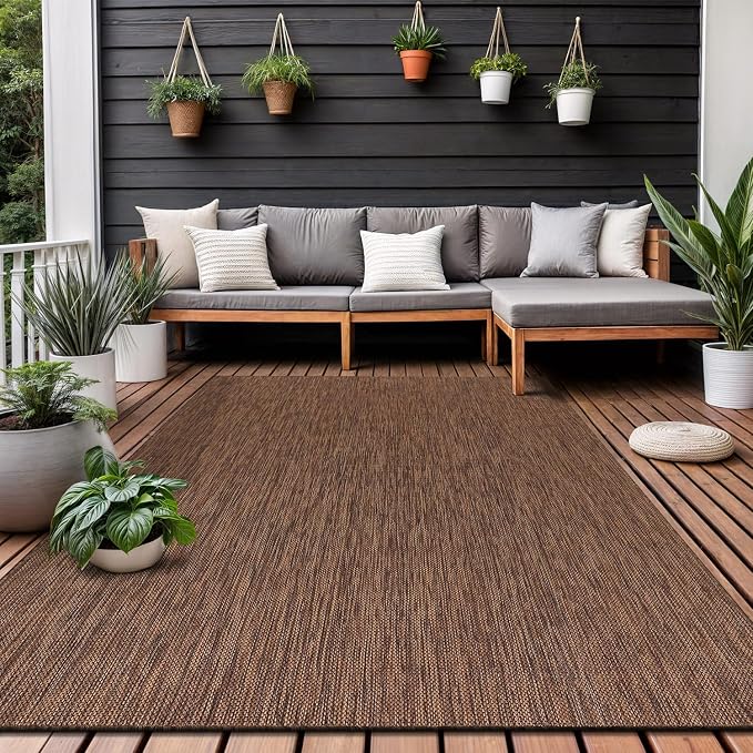 Washable Indoor Outdoor Rug 6x9 Weather Resistant Area Rugs Modern Solid - Image 7
