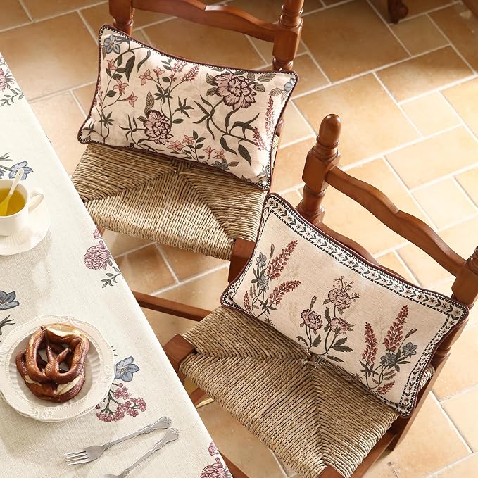 ISAENNE Design Linen Vintage Throw Pillow Covers 12"x20" Pack of 2, Rectangle - Image 8