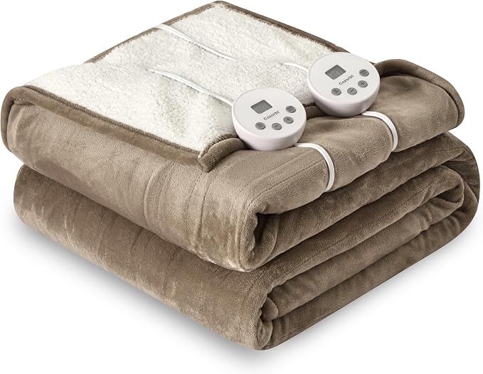 Heat Blanket 90”x100” King Size-Dual Control, Soft Flannel & Sherpa Electric by Unknown
