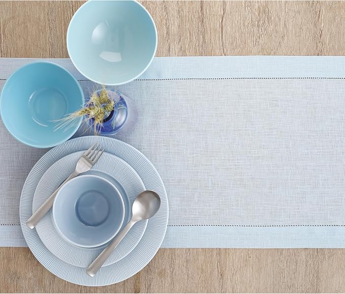Solino Home Linen Light Blue Table Runner 36 Inches - Image 3