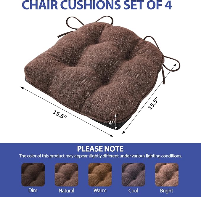 Chair Cushions for Dining Chairs Set of 4, Kitchen Chair Cushions, Chair Pads - Image 2