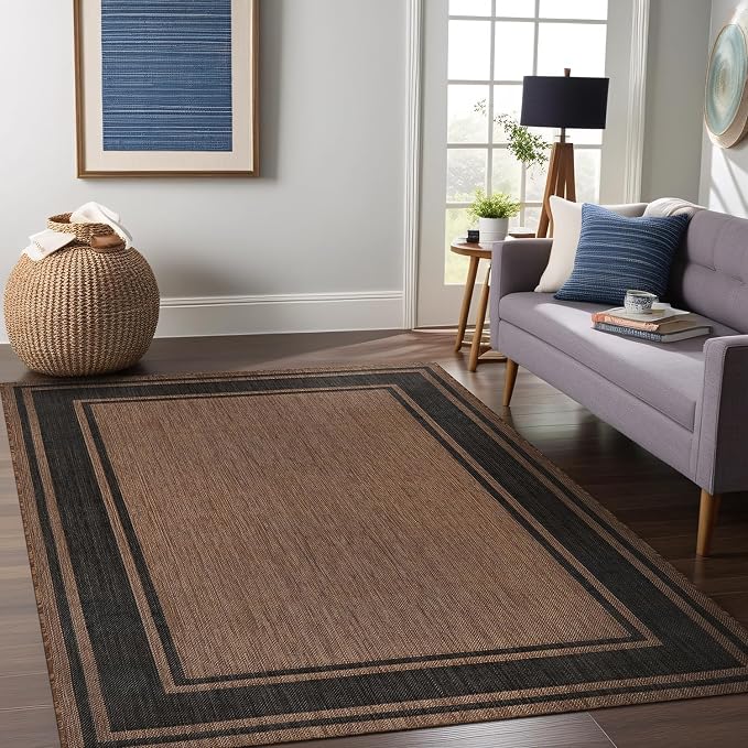 Beverly Rug Outdoor Rug 6x9 Modern Bordered Area Rugs - Image 4