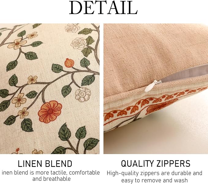 ISAENNE Design Linen Classic Throw Pillow Covers 18"x18" Pack of 2, French - Image 5