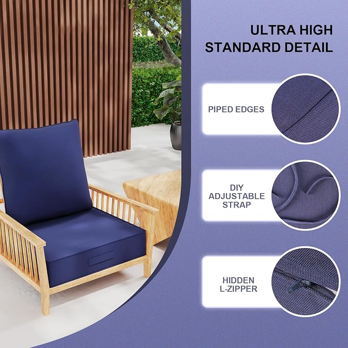 Outdoor Olefin Water-Resistant Deep Seat Cushion Set, Thickened Sofa Chair Pad - Image 6