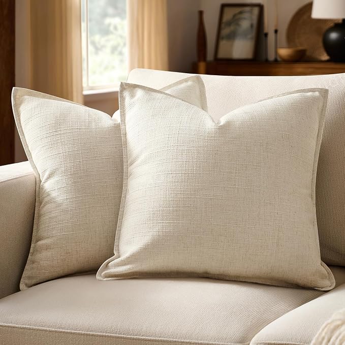 MIULEE Decorative Pillow Covers 20x20, 2 Pack Boho Farmhouse Neutral Throw by MIULEE
