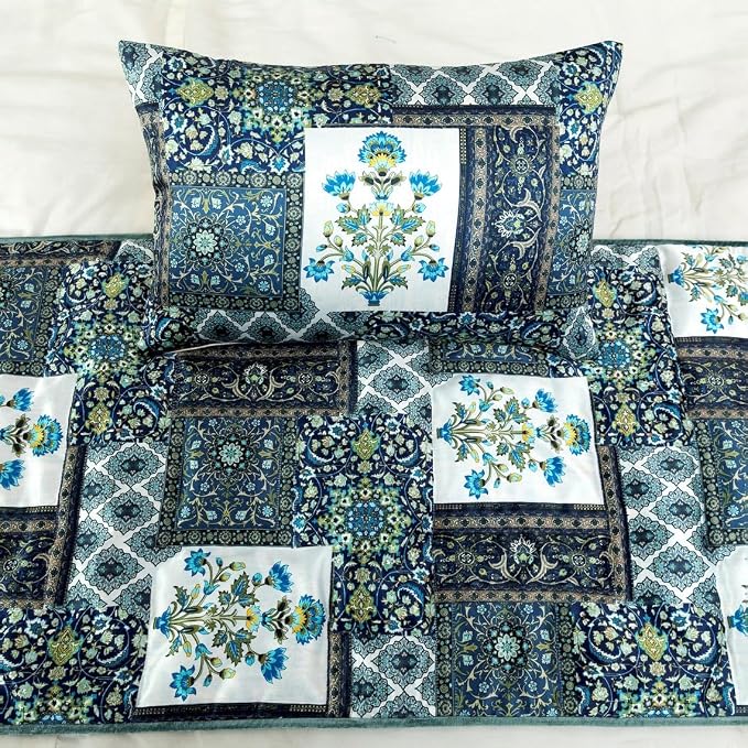 The HomeCentric King/Queen/Twin Blue Designer CA King 86"x18" Bed Runner - Image 5