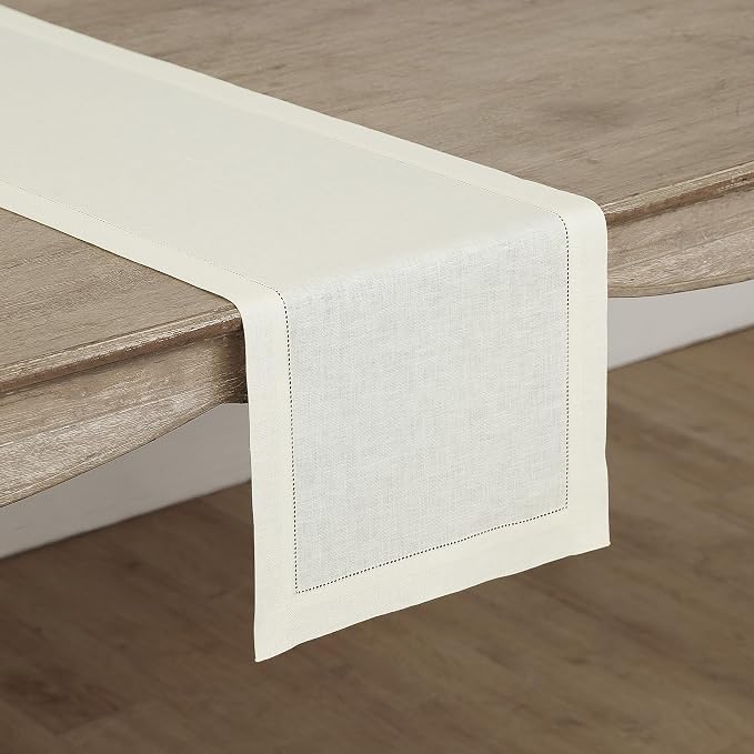 Solino Home Linen Ivory Table Runner 48 Inches - Image 2