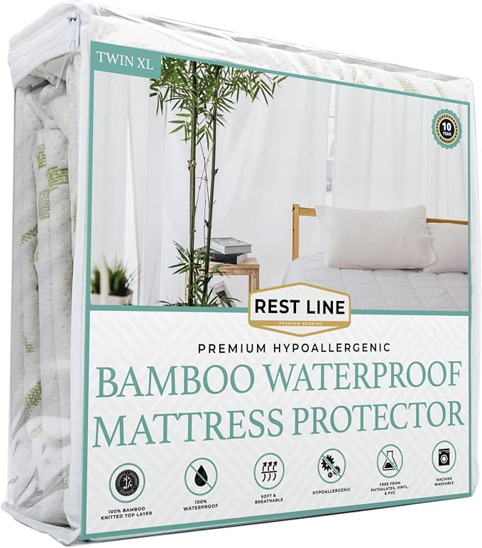 Twin XL Size 39x80” Premium Bamboo Waterproof Mattress Protector, 100% Viscose by RestLine