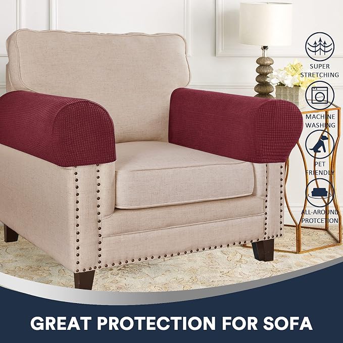 Stretch Sofa Arm Covers Spandex Jacquard Anti-Slip Couch Arm Covers - Image 2