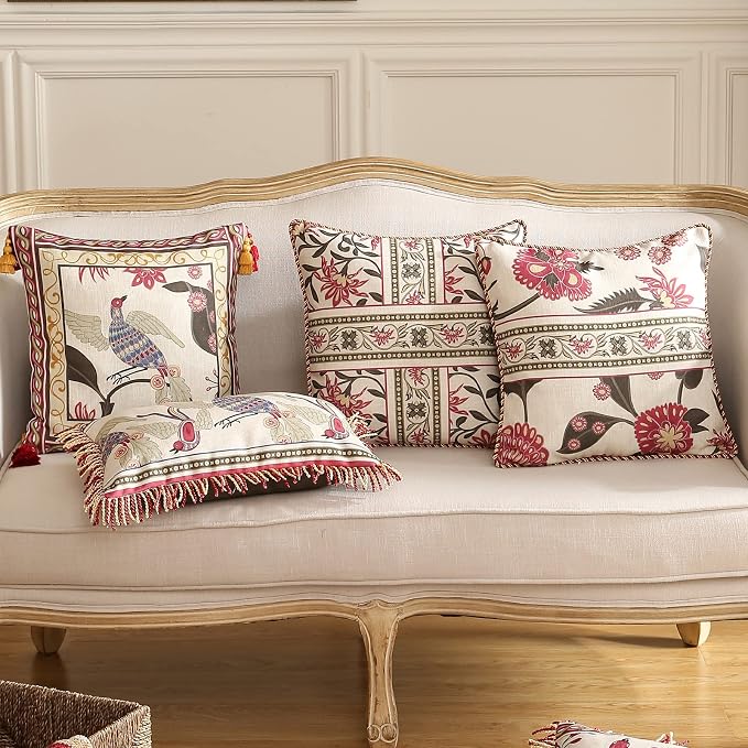 patdrea Designer Throw Pillow Covers, Vintage Red Pillowcases - Image 8