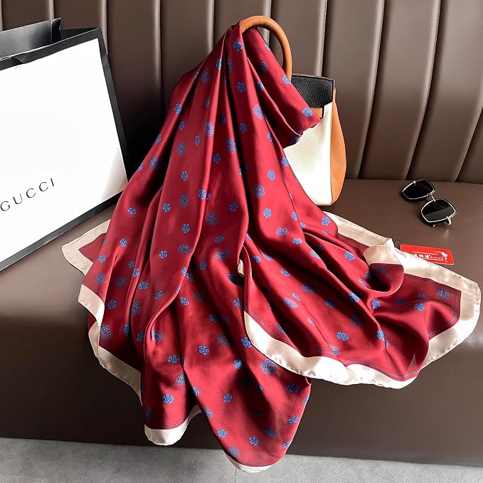 Fashion Scarves Scarf 100% Silk Feeling Scarf Silk Like Scarves Long - Image 3