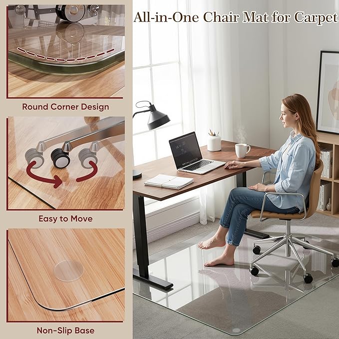 32" x 48" Tempered Glass Office Chair Mat - Image 6