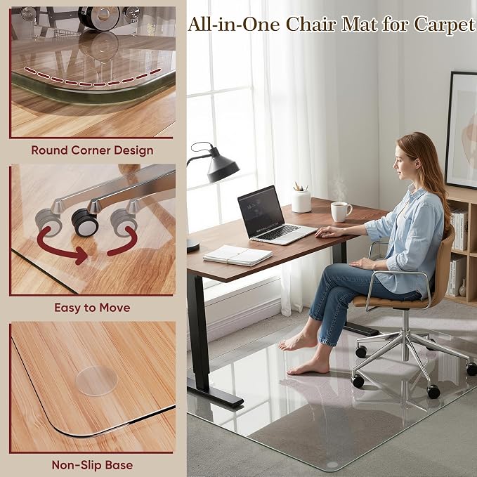28"x48" Tempered Glass Office Chair Mat - Image 5