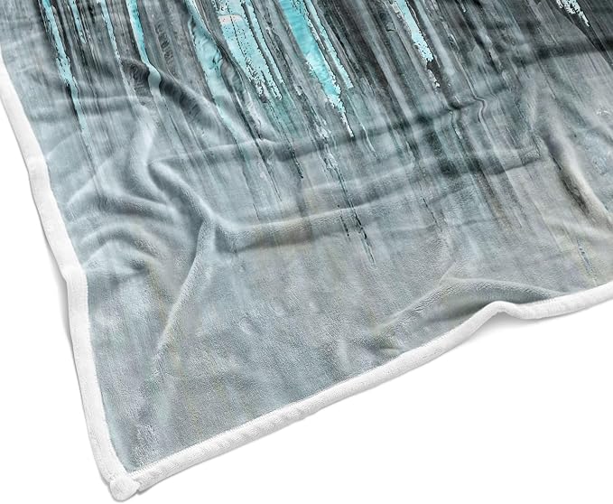 Abstract Throw Blankets, Modern Teal Gold CrackNon Cozy Warm Bed Couch Blanket - Image 5