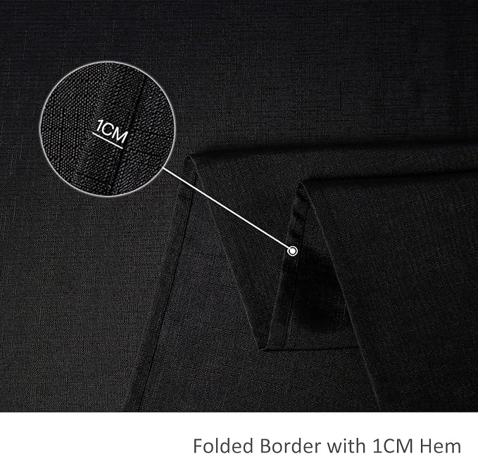 maxmill 2 Pack 60 x 84 Inch Black Faux Linen Textured Rectangle Tablecloth - Image 6