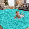 4x6 Area Rugs for Living Room Rug: Soft Fluffy Shag Teal Blue Rugs for Bedroom by CarpetAddColortoYourLife