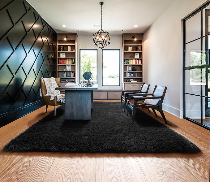ONASAR Black 8x10 Area Rugs for Living Room, Large Fluffy Shag Bedroom Rug - Image 7