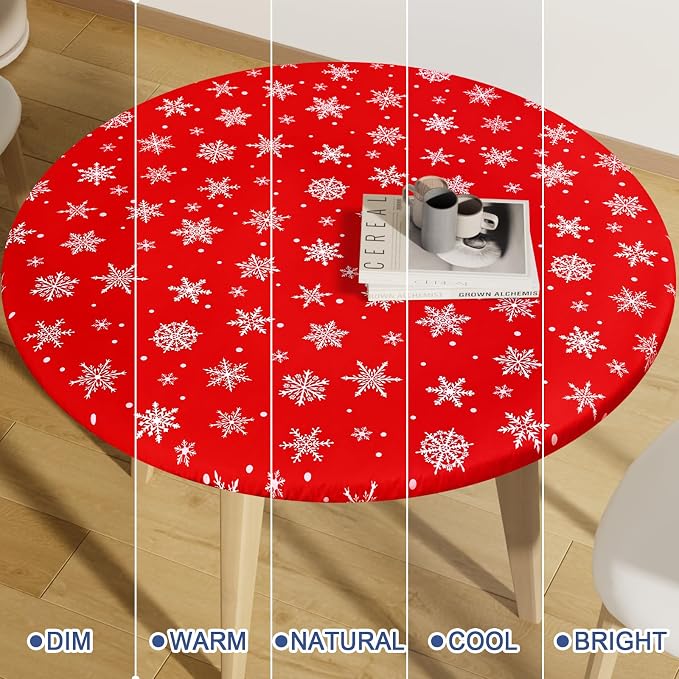 Round Spandex Christmas Tablecloth, Elastic Fitted Waterproof Tablecloths - Image 7