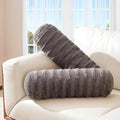 Cheer Collection Faux Fur Bolster Pillows – Soft Decorative Cylinder Pillows by CheerCollection