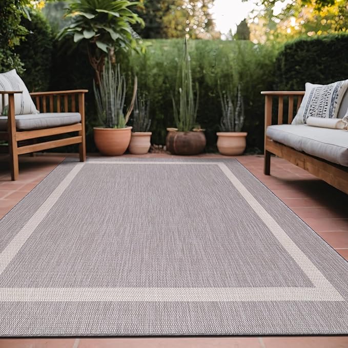 Bordered Outdoor Rug 8x10 Washable Outside Carpet by Unknown