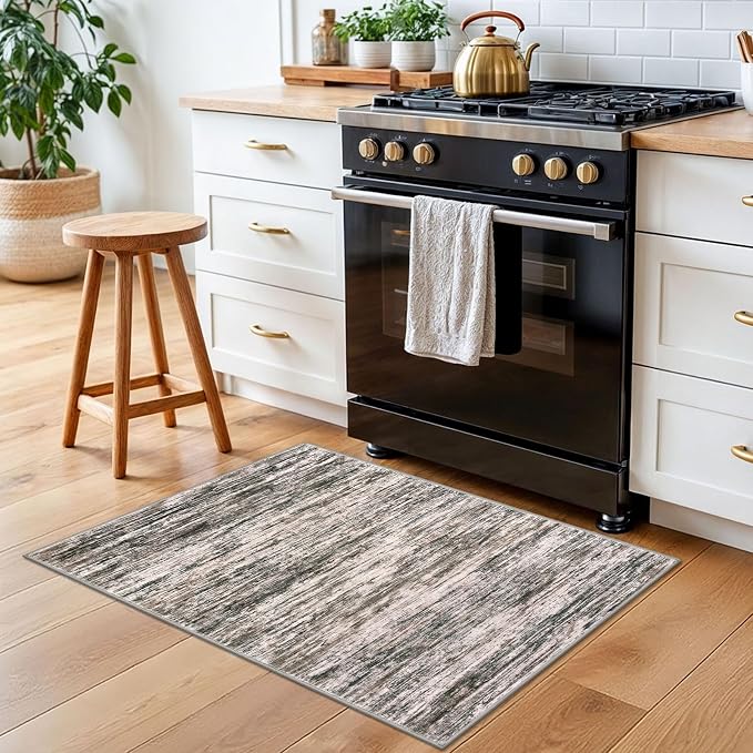 2x3 Modern Abstract Rug for Entryway, Washable Non-Slip Kitchen Rugs, Low-Pile - Image 3