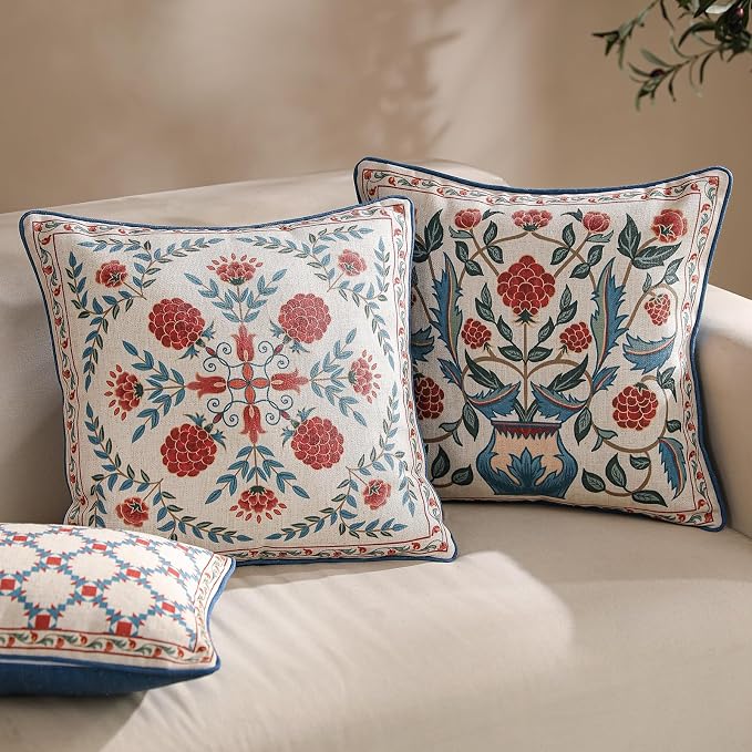 patdrea Designer Throw Pillow Covers Set of 2, Square Brilliant Vintage Red - Image 8
