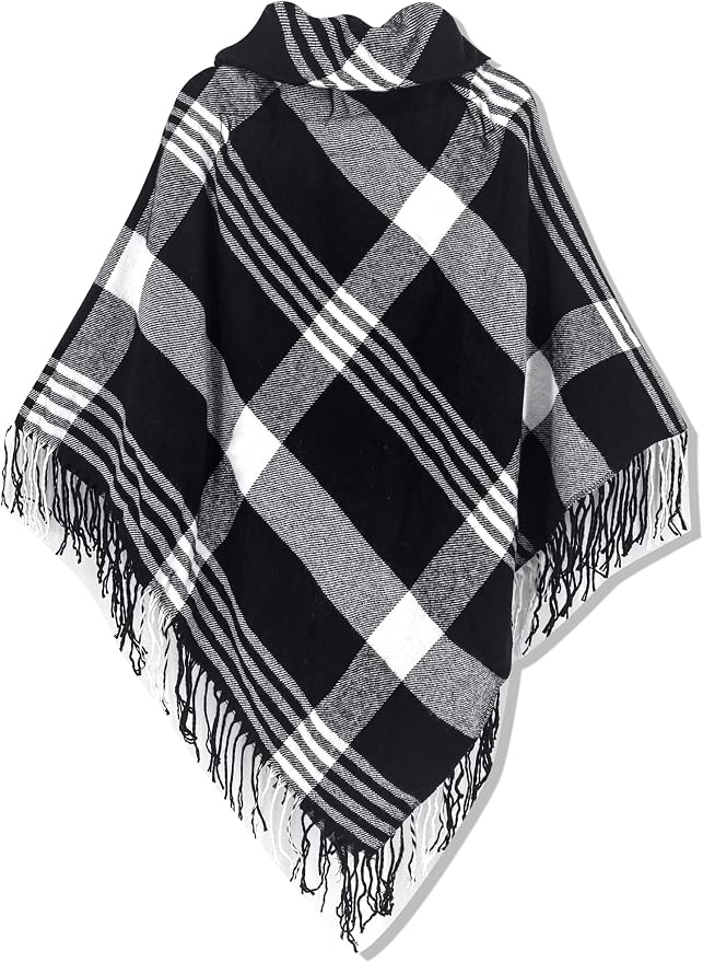 Moss Rose Women's Travel Plaid Shawl Wrap Open Front Poncho Cape - Image 2