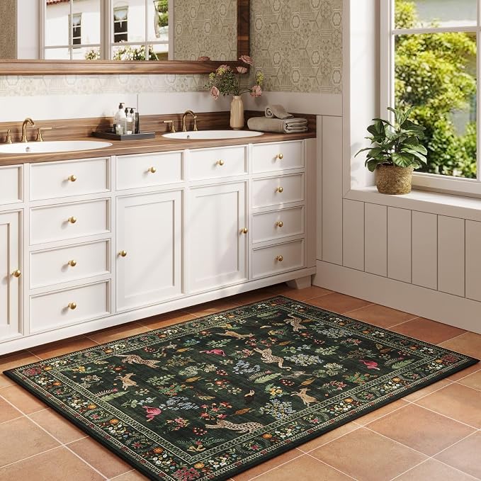 Rugcomf Door Mat Indoor Entrance 2x3 Rug Machine Washable Boho Floral Animal - Image 6