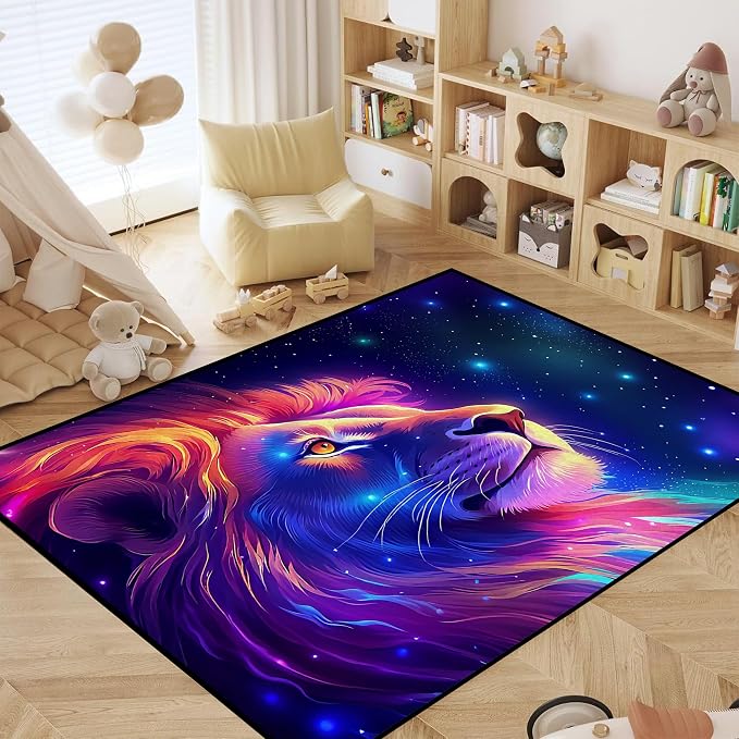 Galaxy Lion Rug Large 3D Fierce Lions Area Rugs - Image 7