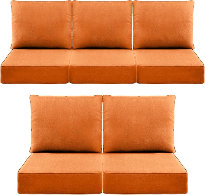 Luxury 6" Outdoor Cushions for Patio Furniture, Fade Resistant Couch Chair by Pugire