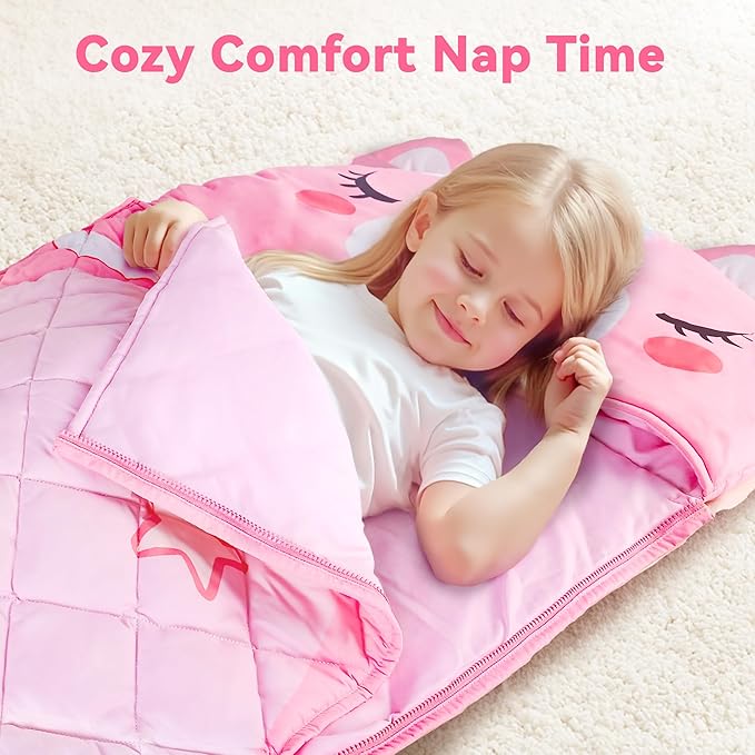 iPlay, iLearn Kid Sleeping Bag, Unicorn Slumber Sack, Toddler Girl Nap Mat - Image 2