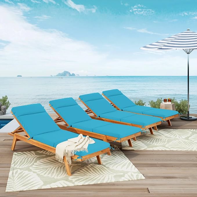 Chaise Lounge Cushion 72x21x3 Inch ?Set of 4 Outdoor Lounge Chair Cushions - Image 3