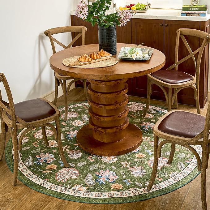 jinchan Elora 6ft Floral Round Rug by JINCHAN
