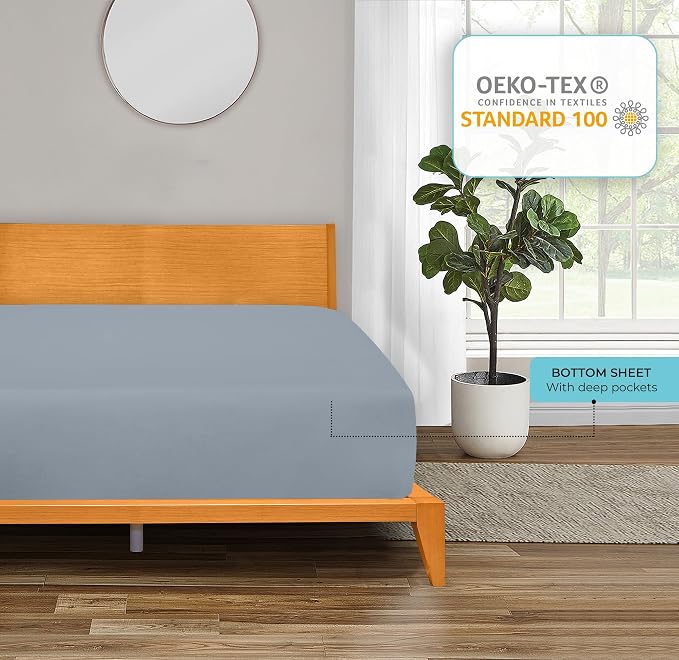 ROYALE LINENS 300 Thread Count 100% Long Staple Combed Cotton Fitted Sheet Queen - Image 6
